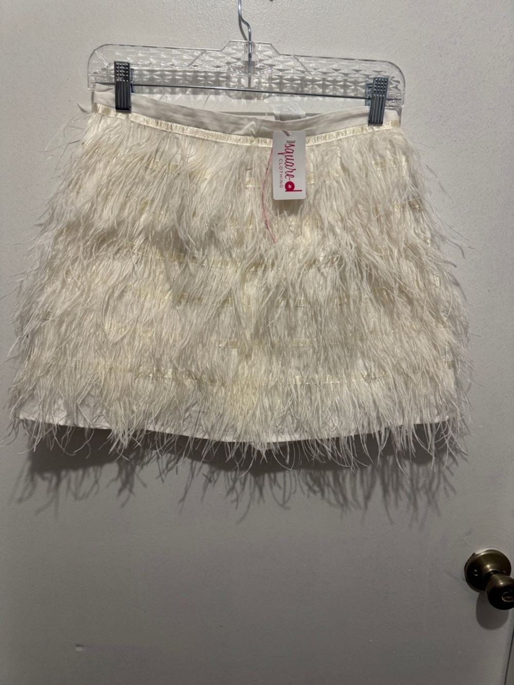 Michele Cream Feathered Mini Skirt
